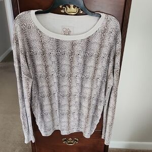 Chasee Long Sleeve Animal Print Top - Brown and Cream With Side Snaps